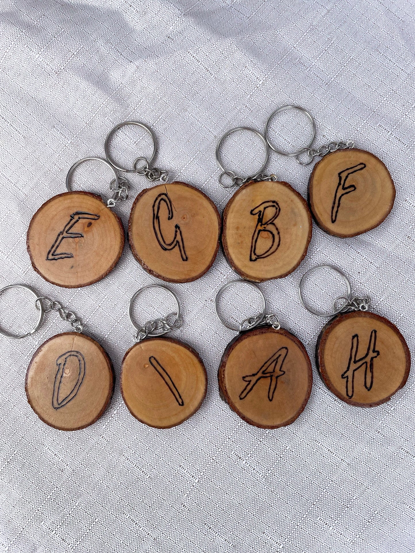Wooden letter keyrings