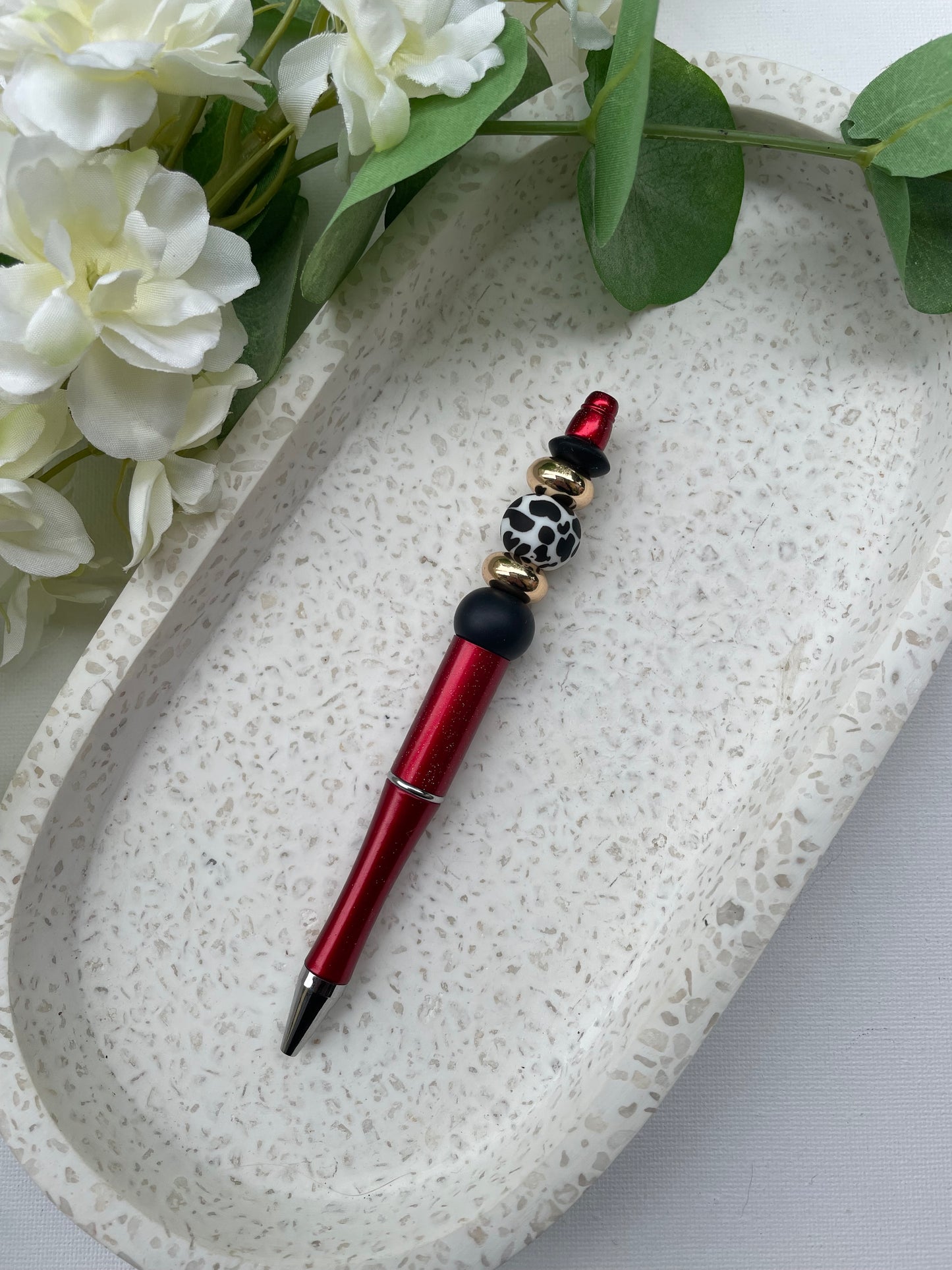 Red, Gold and Black Cow Print Pen