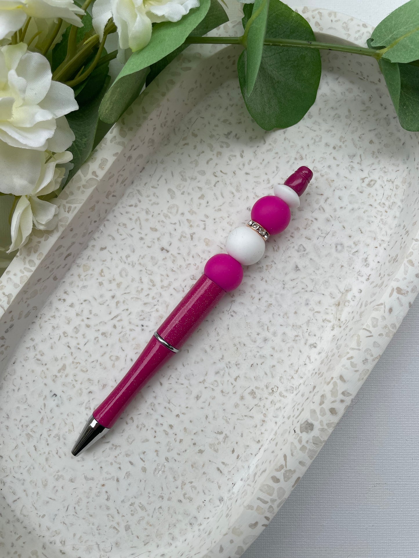Hot Pink and White Pen