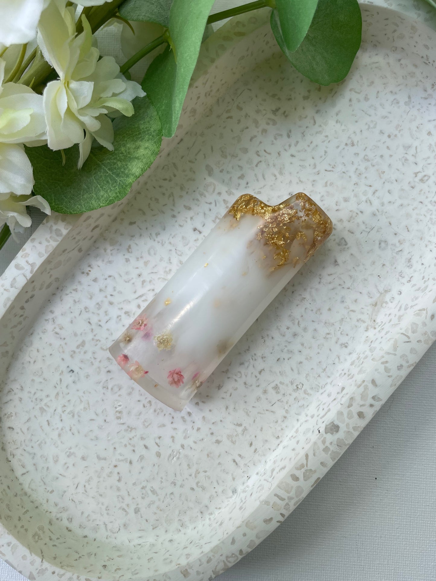 Gold, White and Pink Flower Lighter Covee