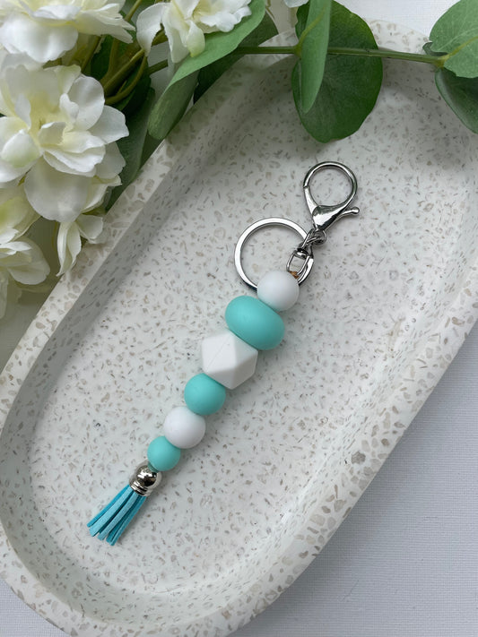 Sea Glass and White Keyring