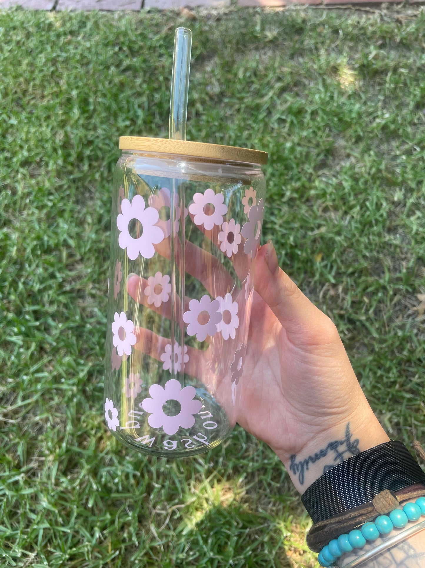 Glass Tumbler - Pink Flowers