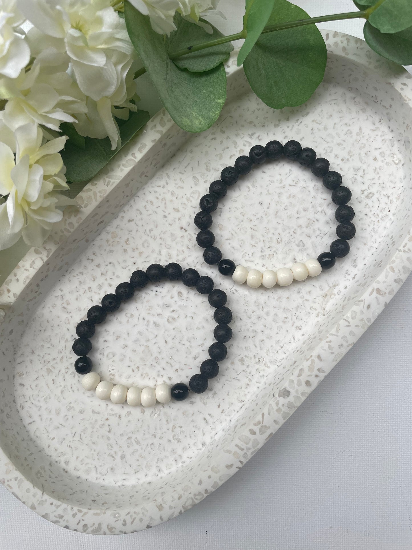 Lava bead/ bone bead bracelet