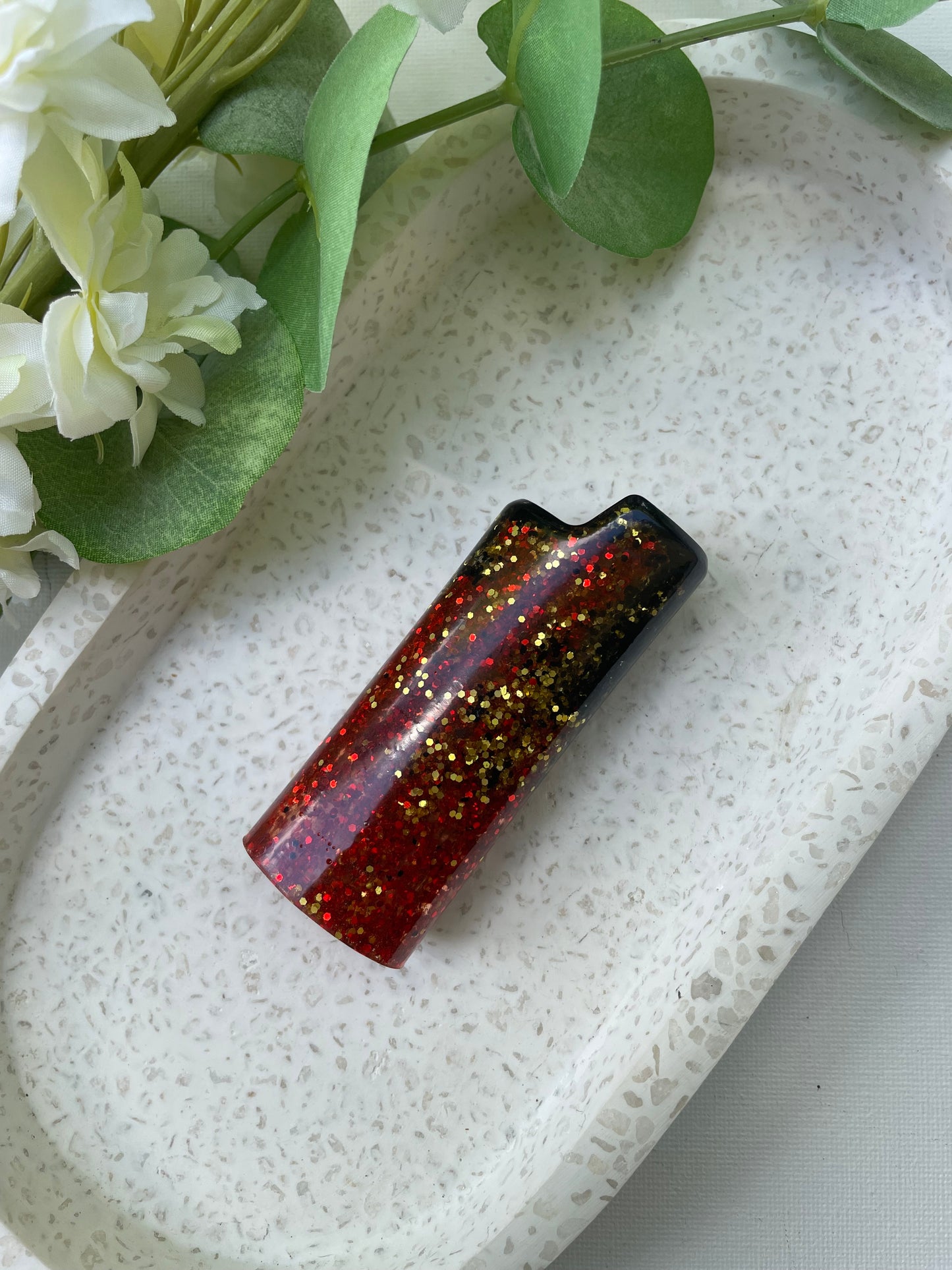 Black, Red and Gold Glitter Lighter Cover