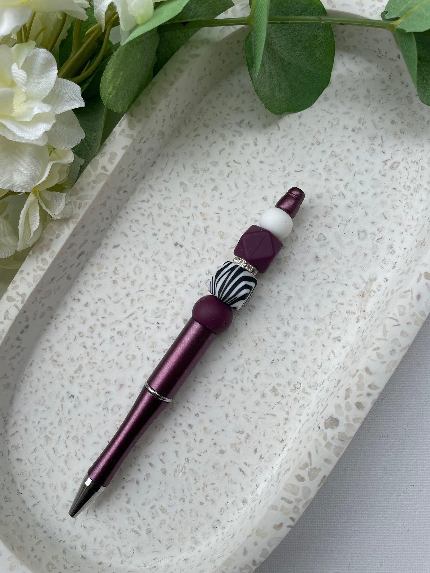 Eggplant Purple Zebra Print Pen