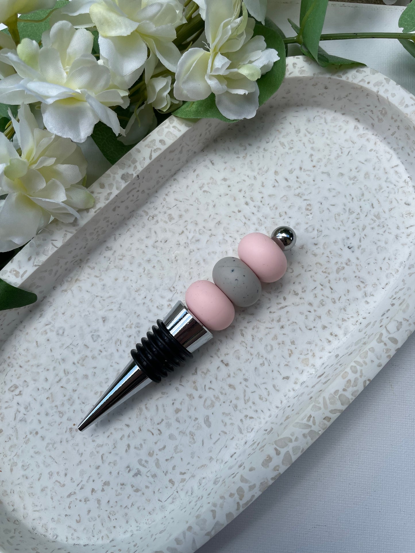 Pink and Grey Granite Wine Bottle Stopper